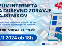 Spletni seminar za starše: “Vpliv interneta na duševno zdravje najstnikov”